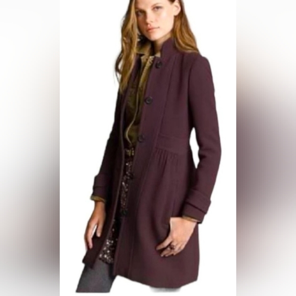 J. CREW Colette Double Cloth Wool Coat Eggplant - Picture 1 of 9